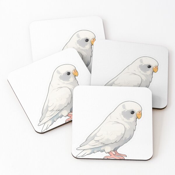 Item preview, Sweet White Budgie – Minimalist Cute Parakeet Birb Art designed and sold by Sepia soul.