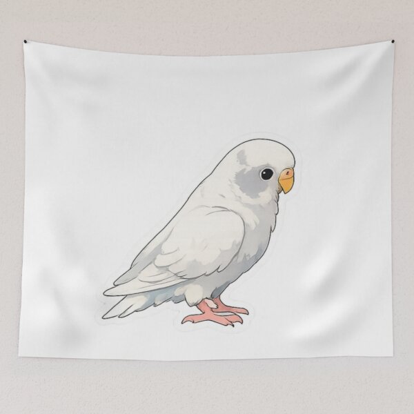 Item preview, Sweet White Budgie – Minimalist Cute Parakeet Birb Art designed and sold by Sepia soul.
