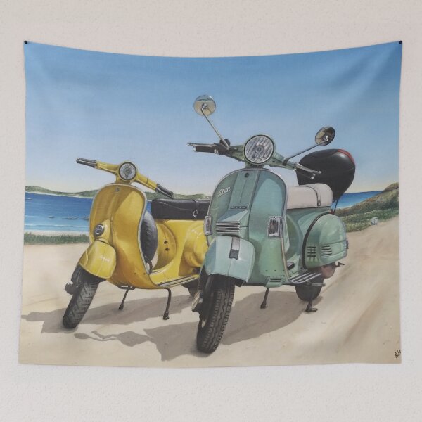 Item preview, Classic motorcycles on the beach designed and sold by Adrián Hermida.
