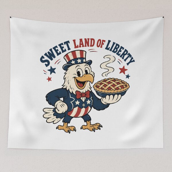 Item preview, Sweet Land Of Liberty Pie Retro Patriotic Eagle Mascot designed and sold by chattsuede.