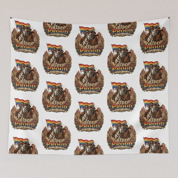 Item preview, Cowgirl Ride Proud Rainbow Flag Western Pride designed and sold by StuckOnTees.
