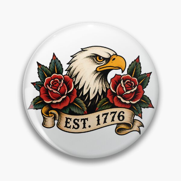 Item preview, Est 1776 Traditional Tattoo Bald Eagle and Roses designed and sold by chattsuede.