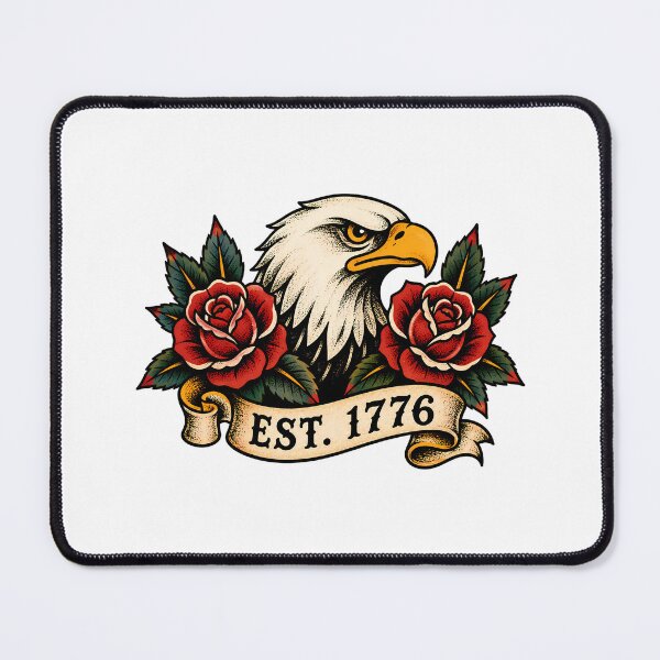Item preview, Est 1776 Traditional Tattoo Bald Eagle and Roses designed and sold by chattsuede.