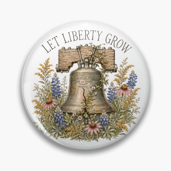 Item preview, Let Liberty Grow Wildflower Vintage Botanical Liberty Bell designed and sold by chattsuede.