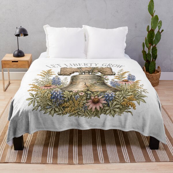 Item preview, Let Liberty Grow Wildflower Vintage Botanical Liberty Bell designed and sold by chattsuede.