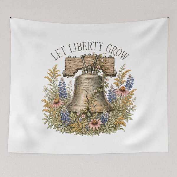 Item preview, Let Liberty Grow Wildflower Vintage Botanical Liberty Bell designed and sold by chattsuede.