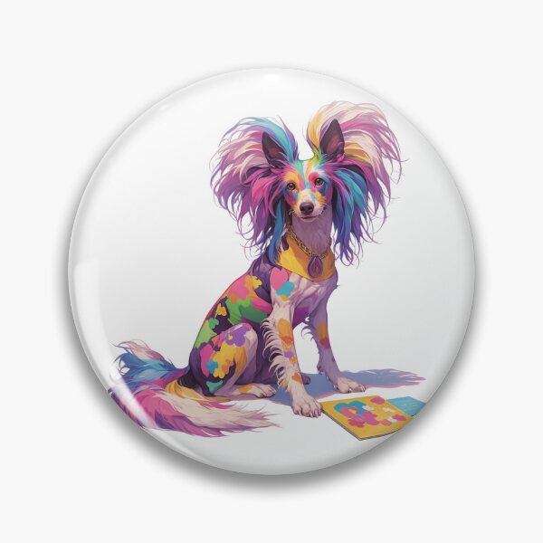 Item preview, Colorful Chinese crested puppy dog designed and sold by MendaciousMina.