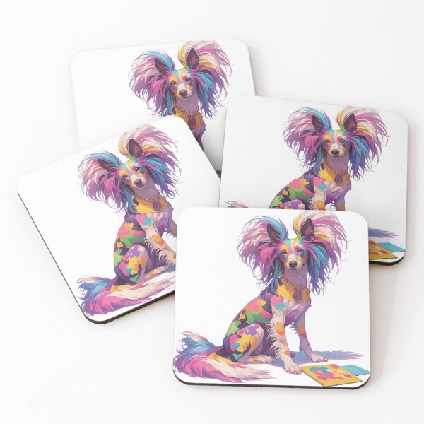 Item preview, Colorful Chinese crested puppy dog designed and sold by MendaciousMina.