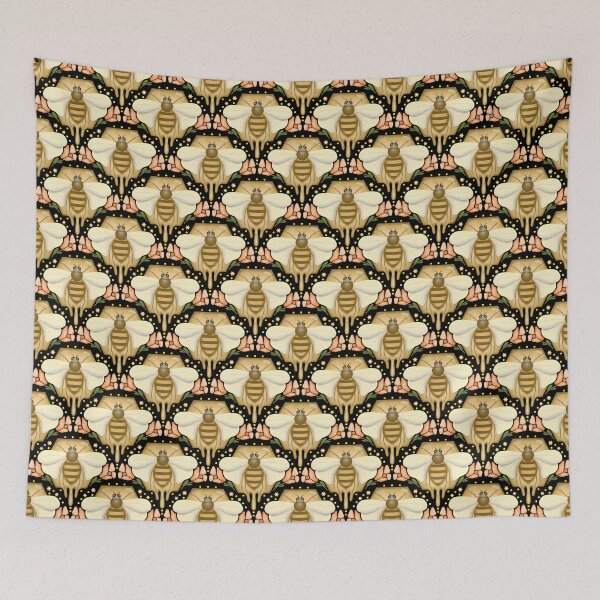 Item preview, Aesthetic Bees and honey Seamless Pattern design designed and sold by Clara Fruggeri.