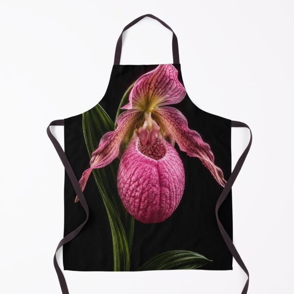 Item preview, Pink Lady Slipper Orchid on Black – Fine Art Botanical Portrait designed and sold by Kimberly Palmer.