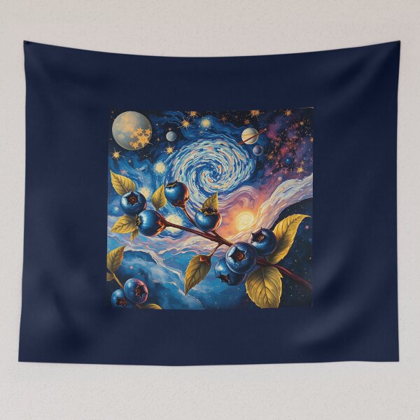 Item preview, Starry Night Blueberries – Cosmic Impressionism Art designed and sold by UmSkelig834.