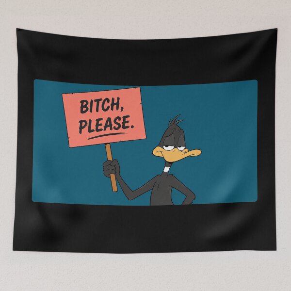 Item preview, Black Cartoon Duck w/ "Bitch Please" Protest Sign  designed and sold by PopCultureArtShop.