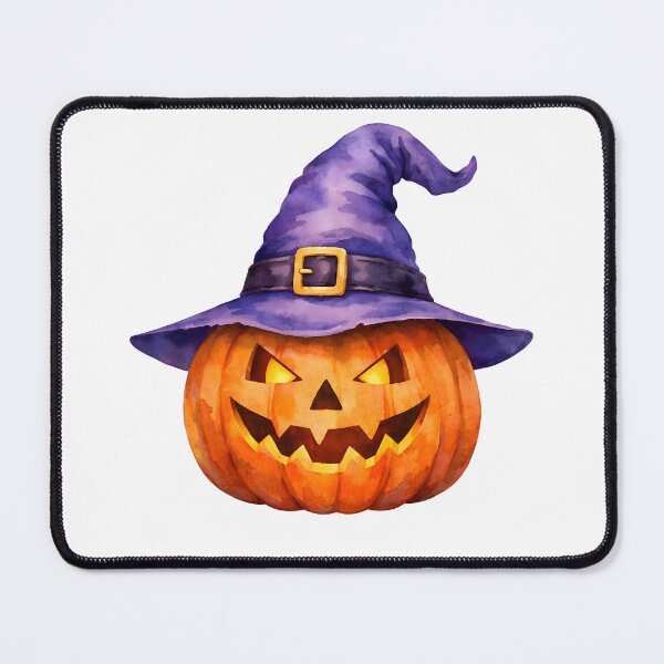 Item preview, Watercolor Halloween Jack-o-Lantern in Purple Witch Hat  designed and sold by silviaol.