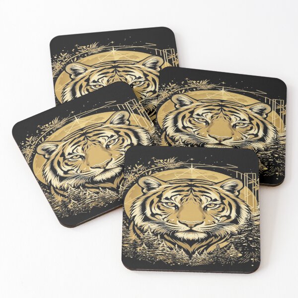 Item preview, Golden Mystic Tiger Forest Illustration designed and sold by MAJCO-ART.