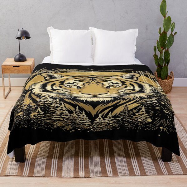 Item preview, Golden Mystic Tiger Forest Illustration designed and sold by MAJCO-ART.