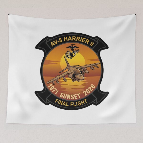 Item preview, USMC AV-8 Harrier II Sunset Final Flight Commemorative Insignia designed and sold by CharlieDesings.