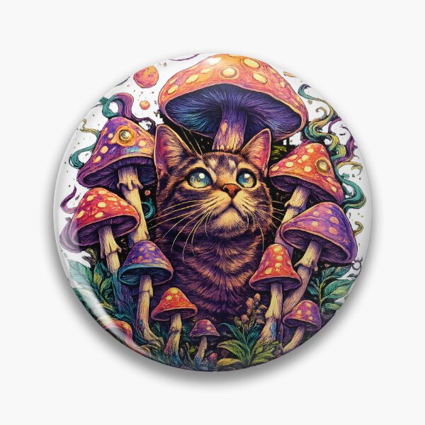 Item preview, Psychedelic Cat Among Cosmic Mushrooms designed and sold by Kicor.