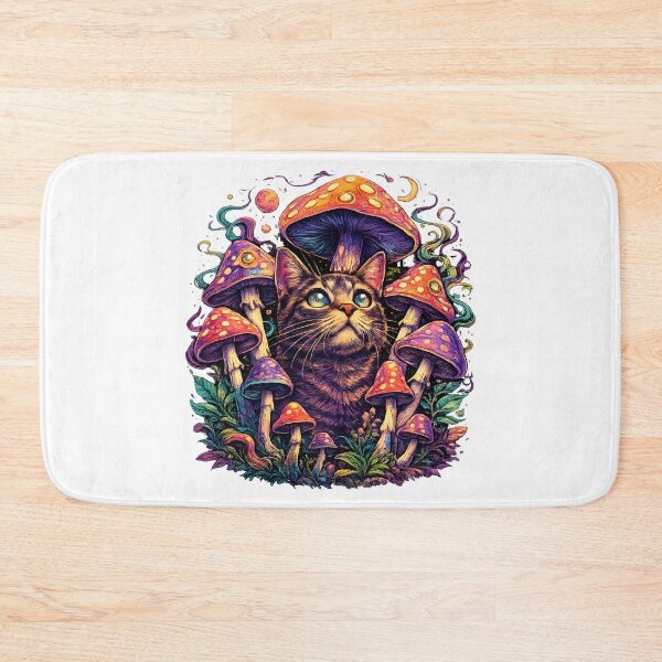 Item preview, Psychedelic Cat Among Cosmic Mushrooms designed and sold by Kicor.