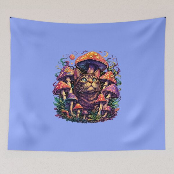 Item preview, Psychedelic Cat Among Cosmic Mushrooms designed and sold by KICOR.