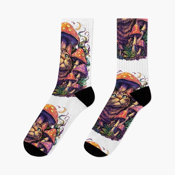 Item preview, Psychedelic Cat Among Cosmic Mushrooms designed and sold by KICOR.
