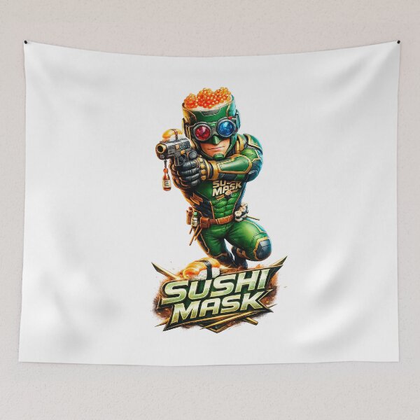 Item preview, SUSHI MASK: Futuristic Sushi Power Hero designed and sold by Surreal Characters & Cute Pups.