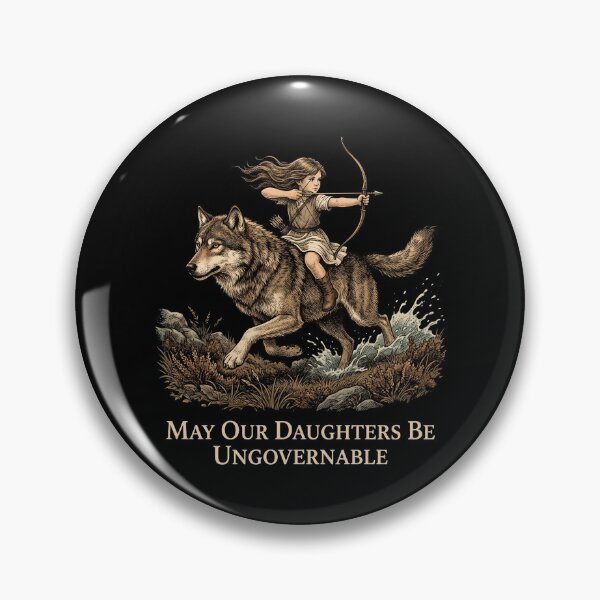 Item preview, May Our Daughters Be Ungovernable Girl Riding Wolf Archer Vintage Fantasy designed and sold by rediscoveredapp.