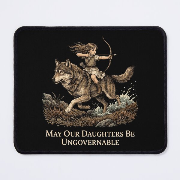Item preview, May Our Daughters Be Ungovernable Girl Riding Wolf Archer Vintage Fantasy designed and sold by rediscoveredapp.