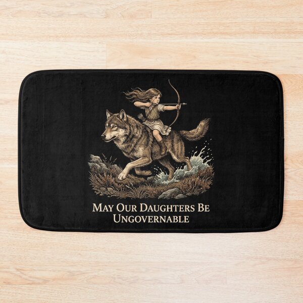 Item preview, May Our Daughters Be Ungovernable Girl Riding Wolf Archer Vintage Fantasy designed and sold by rediscoveredapp.