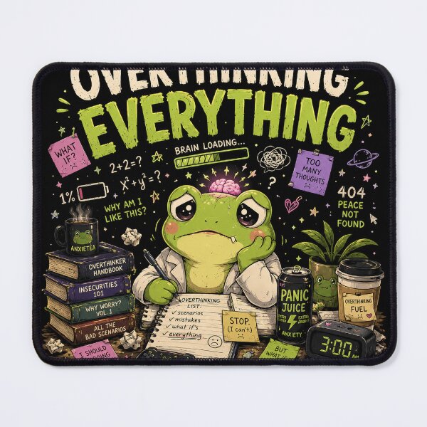 Item preview, Overthinking Everything Frog Meme T-Shirt designed and sold by Globivara Studio.