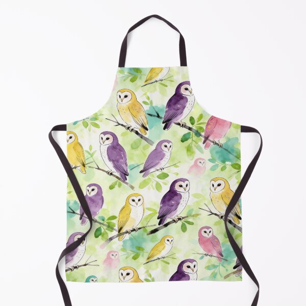 Item preview, Cute Watercolor Owls in Forest Pattern designed and sold by wissal.studio.