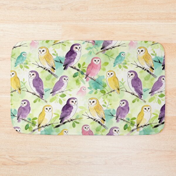 Item preview, Cute Watercolor Owls in Forest Pattern designed and sold by wissal.studio.