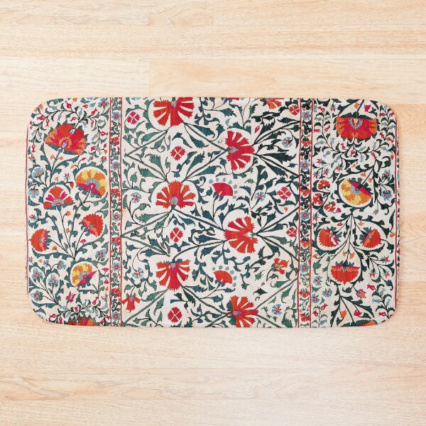 Item preview, Shakhrisyabz Suzani Uzbekistan Floral Embroidery Print designed and sold by Vicky Brago-Mitchell®.