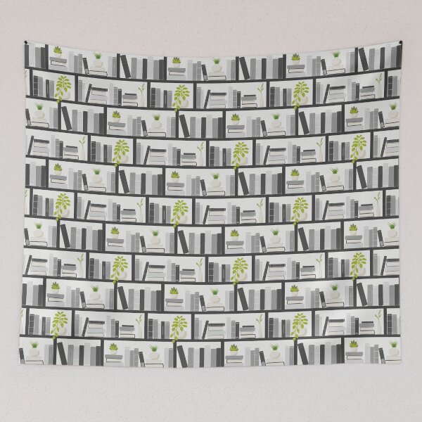 Item preview, Book lover Pattern | Black and White Bookshelves designed and sold by Fern and Quill.