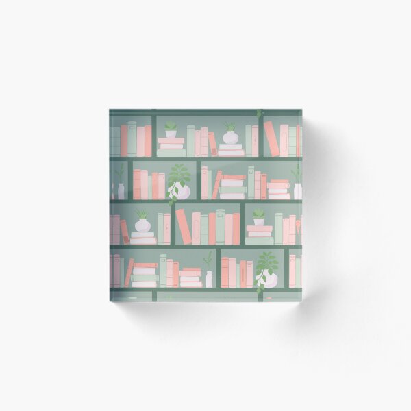Item preview, Gift for Reader | sage green bookshelf with potted plants designed and sold by Fern and Quill.