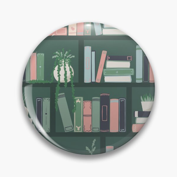 Item preview, Bookish Gifts | teal and pink bookshelf with potted plants designed and sold by Fern and Quill.