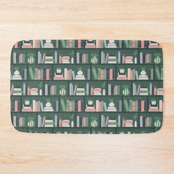 Item preview, Bookish Gifts | teal and pink bookshelf with potted plants designed and sold by Fern and Quill.