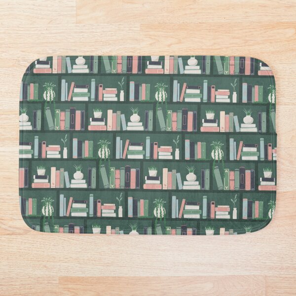 Item preview, Bookish Gifts | teal and pink bookshelf with potted plants designed and sold by Fern and Quill.