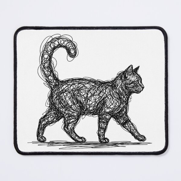 Item preview, Scribble Cat Abstract Line Art Walking Kitten Sketch designed and sold by rediscoveredapp.