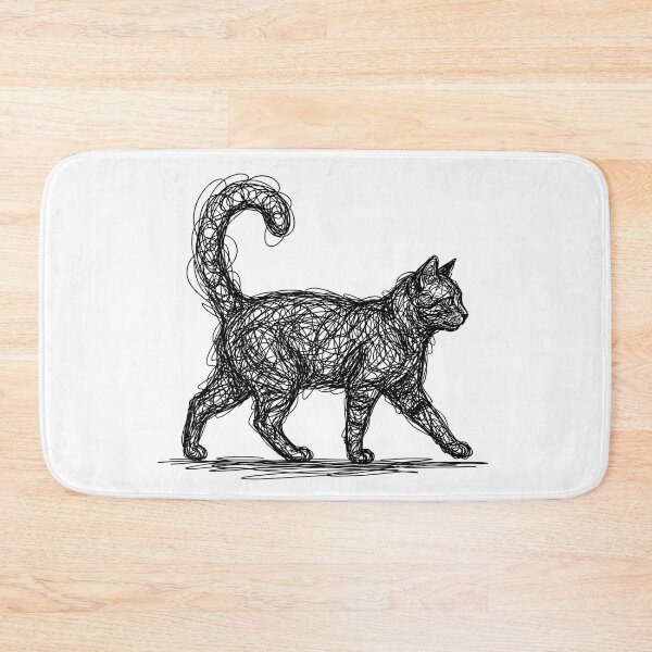 Item preview, Scribble Cat Abstract Line Art Walking Kitten Sketch designed and sold by rediscoveredapp.