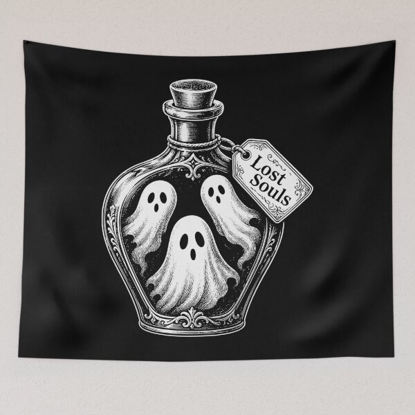 Item preview, Lost Souls Ghost Bottle Vintage Gothic Art designed and sold by Victor Shadehorn.
