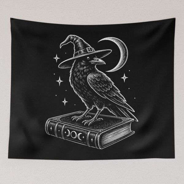 Item preview, Witch Raven on Moon Spellbook designed and sold by Victor Shadehorn.