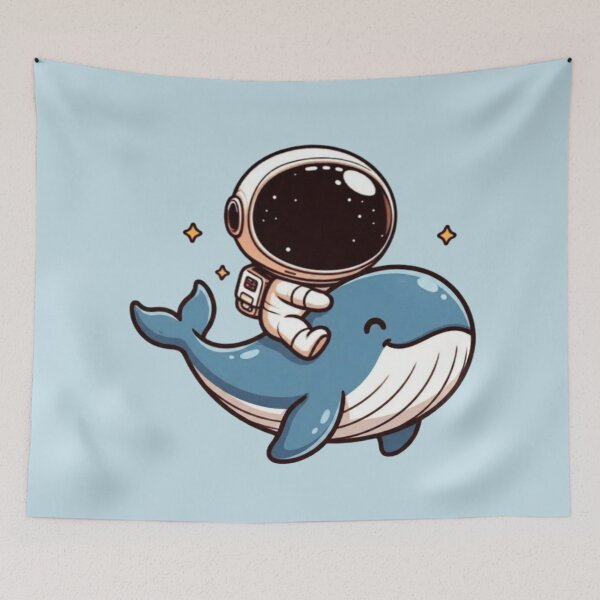 Item preview, Cute Astronaut Riding Whale Space Adventure designed and sold by NosandEdgy.