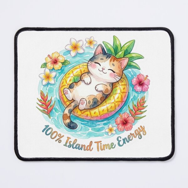 Item preview, 100% Island Time Energy – Relaxed Hawaiian Cat Sticker designed and sold by LaniDigitalNook.