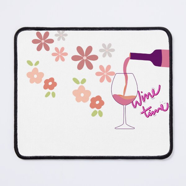 Item preview, This Whimsical floral "Wine Time" Illustration for essential t-shirt, hats, mugs, and more  with its warm Earthy tone convey a time to unwind. designed and sold by MKTreasures.