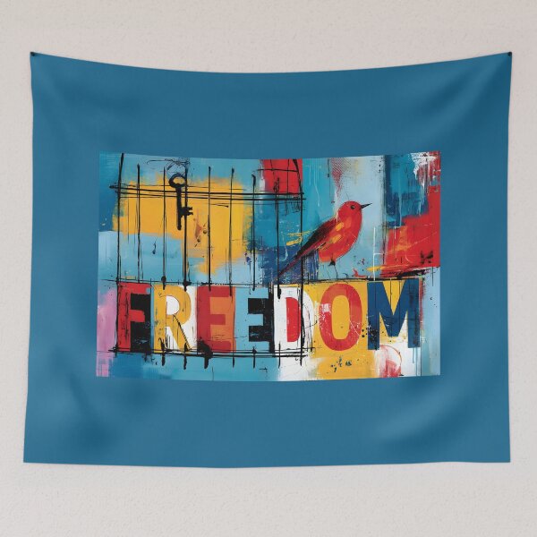 Item preview, Freedom Takes Flight - Vibrant Bird Bold Cage and a Powerful Symbol of Liberation designed and sold by OlfactoART Studio.