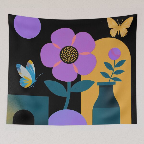 Item preview, Modern Botanical Flower & Butterfly Art designed and sold by joycrysstudio.