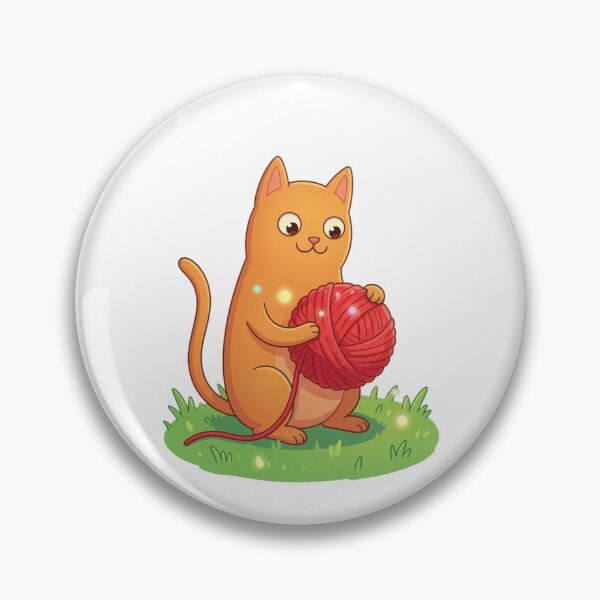 Item preview, Cute Orange Cat with Red Yarn Ball designed and sold by ajamzbox.