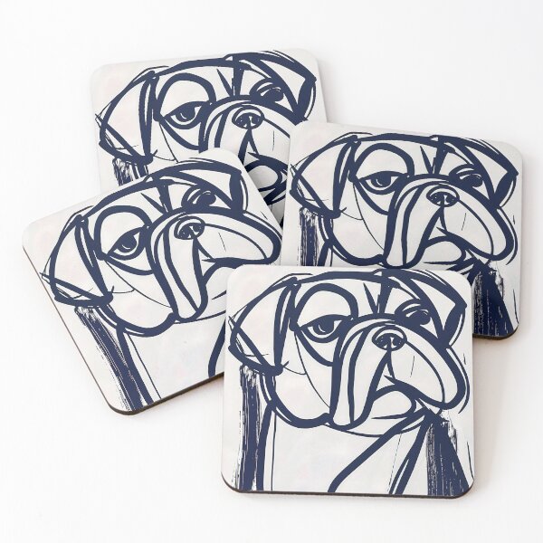 Item preview, Bulldog portrait - Blue Abstract Art designed and sold by shadow-bloom.
