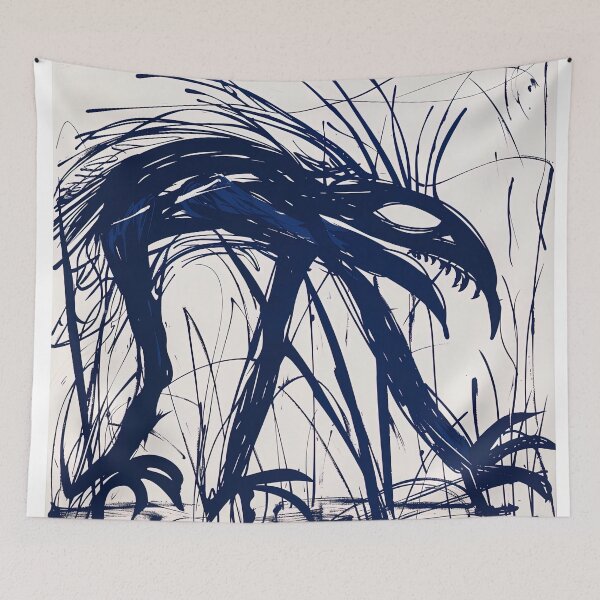 Item preview, Bunyip, fantastic creature - Blue Abstract Art designed and sold by shadow-bloom.