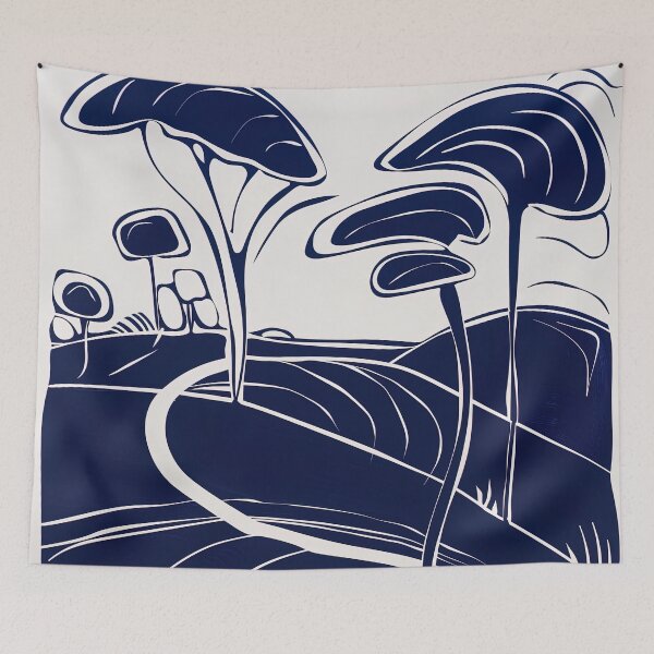 Item preview, Burkina Faso landscape - Blue Abstract Art designed and sold by shadow-bloom.